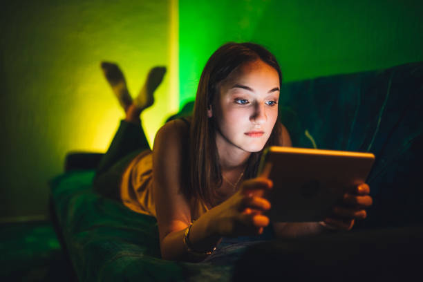 istock Woman watching movie on tablet 1313646156