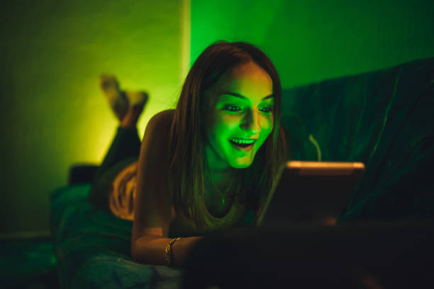 istock Woman watching movie on tablet 1313646200