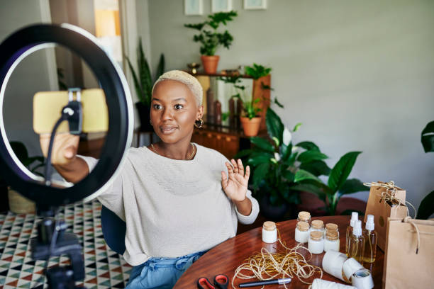 istock Smiling young African influencer preparing to do a vlog post 1313649350