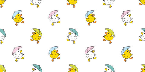 утка бесшовные картины зонтик курица птица вектор животное шарф изолированных мультфильм животных плитка обои повторить фон иллюстрация � - dodge stock illustrations