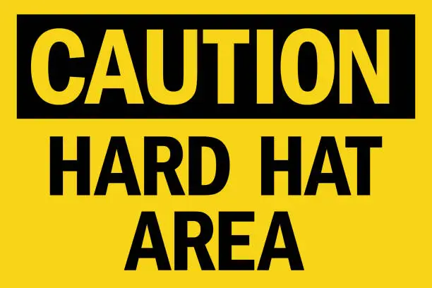 Vector illustration of Hard hat area caution sign.