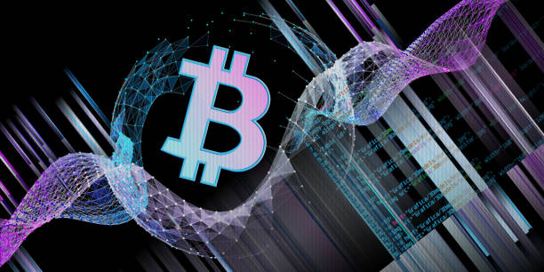 istock Abstract background of poligonale wire grid, bitcoin. Concept for business, mining and finance. Banner mining technology for cryptocurrency. 1313651885