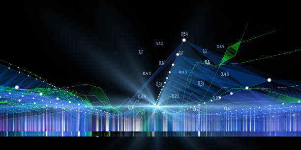 istock Abstract  background with dots connecting in color grid and blurred lines on dark. Futuristic technology banner with data.   Visualization for business, science and technology. Big Data. 1313652021