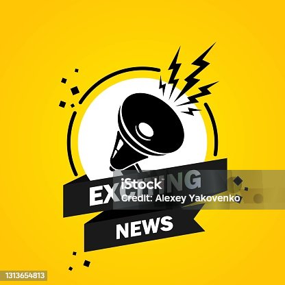istock Megaphone with Exciting news speech bubble banner. Loudspeaker. Label for business, marketing and advertising. Vector on isolated background. EPS 10 1313654813
