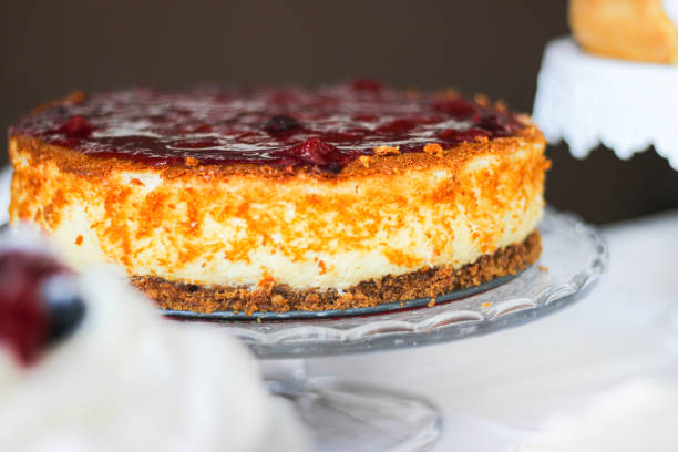 istock cheesecake with red berries and a biscuit base 1313656410
