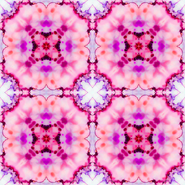 Alcohol Ink Abstract Art Repeating Pattern in Pink, Purple, white and orange stock photo