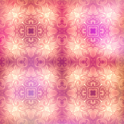 Swirling Abstract Art Repeating Pattern in Pink, Purple, white and orange