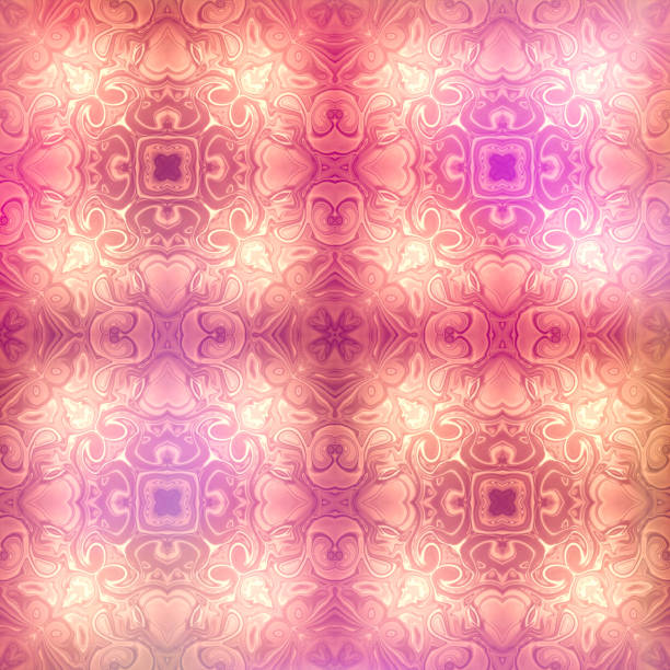 Swirling Abstract Art Repeating Pattern in Pink, Purple, white and orange stock photo