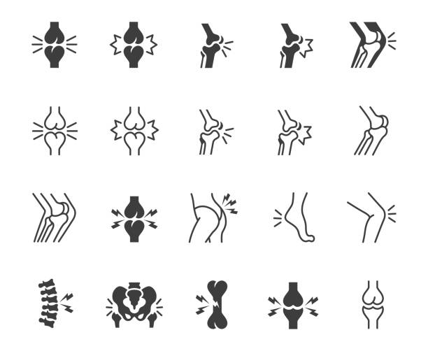 Joint pain icon set Joint pain icon set , vector illustration joint pain stock illustrations
