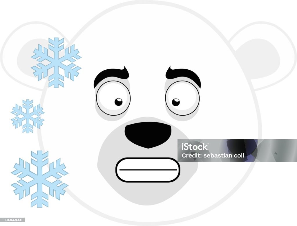 Vector Emoticon Illustration Cartoon Of A Polar Bears Head With Frozen  Expression With Grinding Teeth And Snowflakes Falling Around Him Stock  Illustration - Download Image Now - iStock