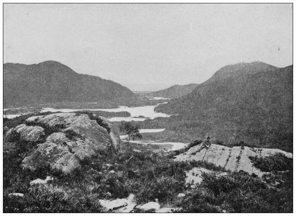 antyczne zdjęcie zabytków świata (około 1894): jeziora killarney, irlandia - lakes of killarney stock illustrations