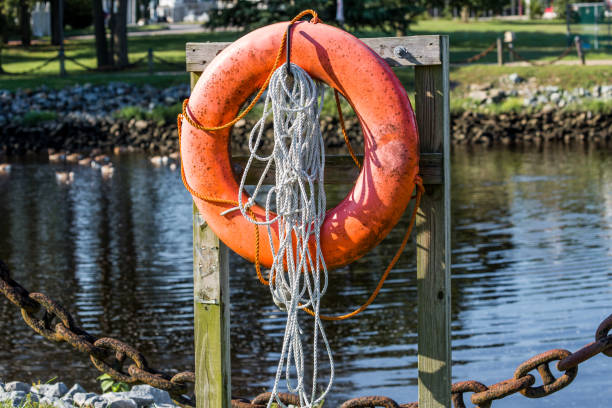 istock Old Lifesaving Buoy And Rope 1313665511