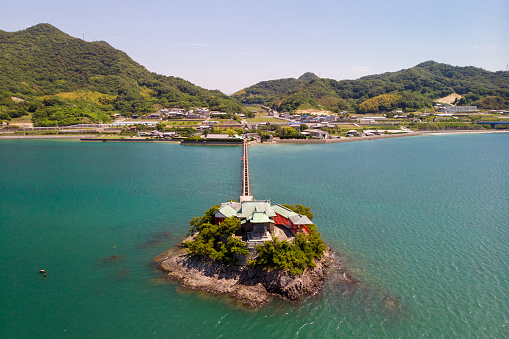 mitoyo city, Kagawa Prefecture, japan- may 22, 2019 :Tsushima Shrine, a popular tourist destination called the God of Children, which can be worshiped only once a year