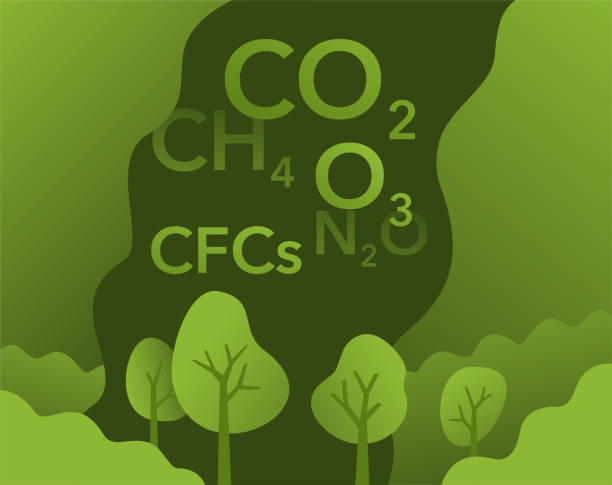ilustrações de stock, clip art, desenhos animados e ícones de greenhouse gases - co2, methane, nitrous, ozone - mount pore