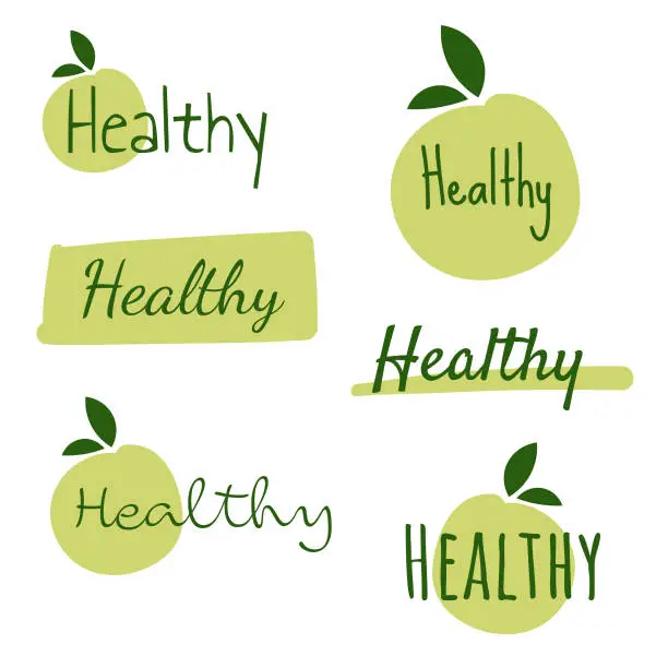 Vector illustration of Healthy eating and fresh food label designs