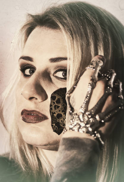 istock Vintage robot woman. Steampunk style. 1313671698