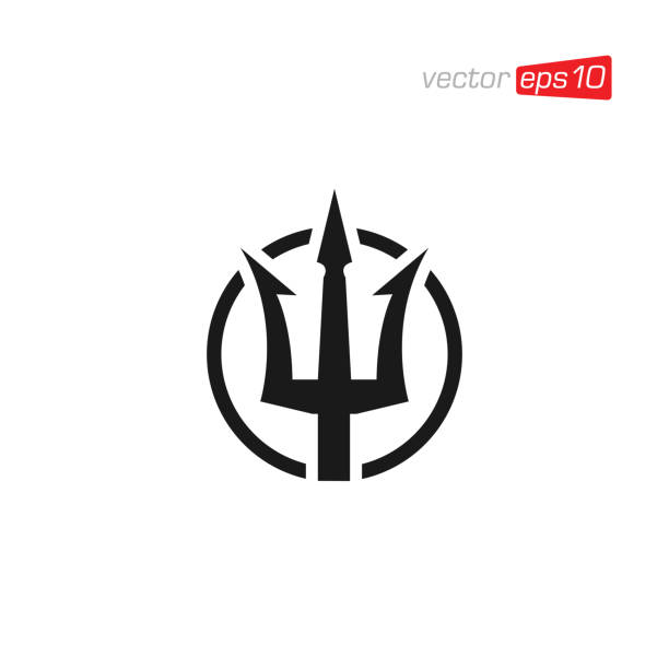 trident icon logo design vektor - trident stock-grafiken, -clipart, -cartoons und -symbole