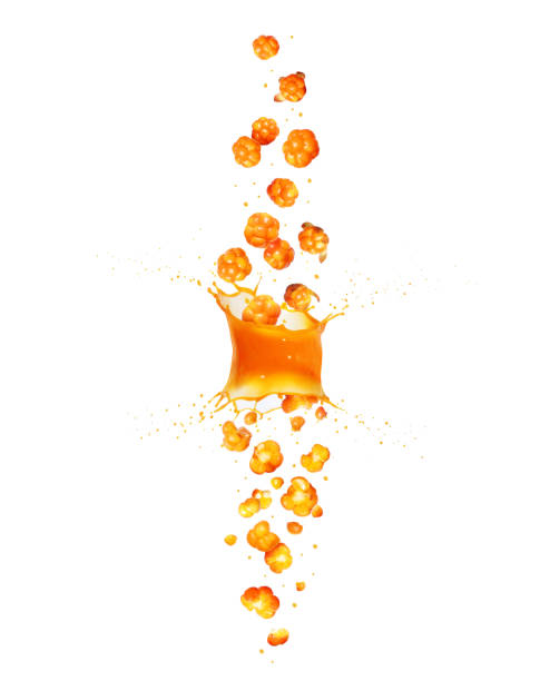 istock Cloudberries are falling down through splashes of juice 1313676264