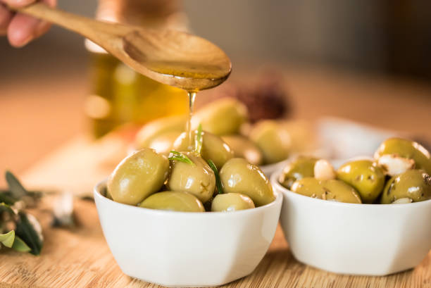 olive food styling for  social media food trend stock photo