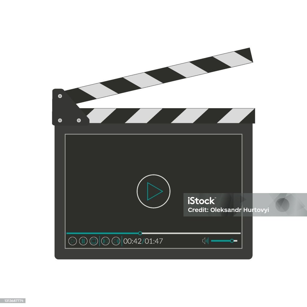 Clapper Reproducctor Multimedia Ilustración de Tablero Clapper Con Interfaz De Reproductor De Vídeo En ...