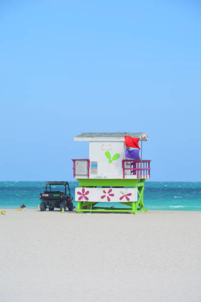 istock Colorful lifeguard tower in Miami Beach. 1313690998