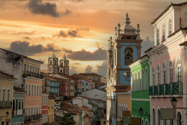 pelourinho, centro histórico de la ciudad de salvador bahía brazi - bahía fotografías e imágenes de stock