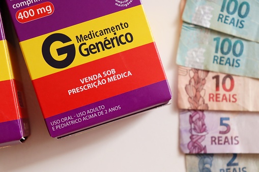 Concept of cost of Medicines in Brazil. Health concept.