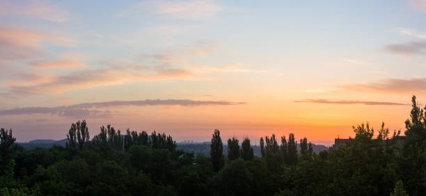 istock Landscape with dramatic light - beautiful golden sunset with saturated sky and clouds. 1313702501
