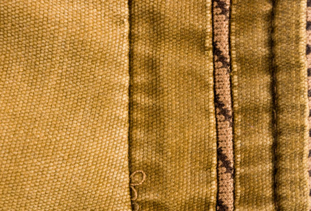 istock clothing items stonewashed cotton fabric texture with seams, clasps, buttons and rivets, macro 1313703264