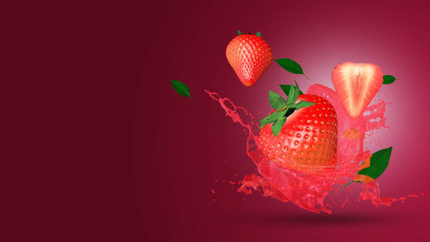 istock Strawberry juice splash background 1313705851