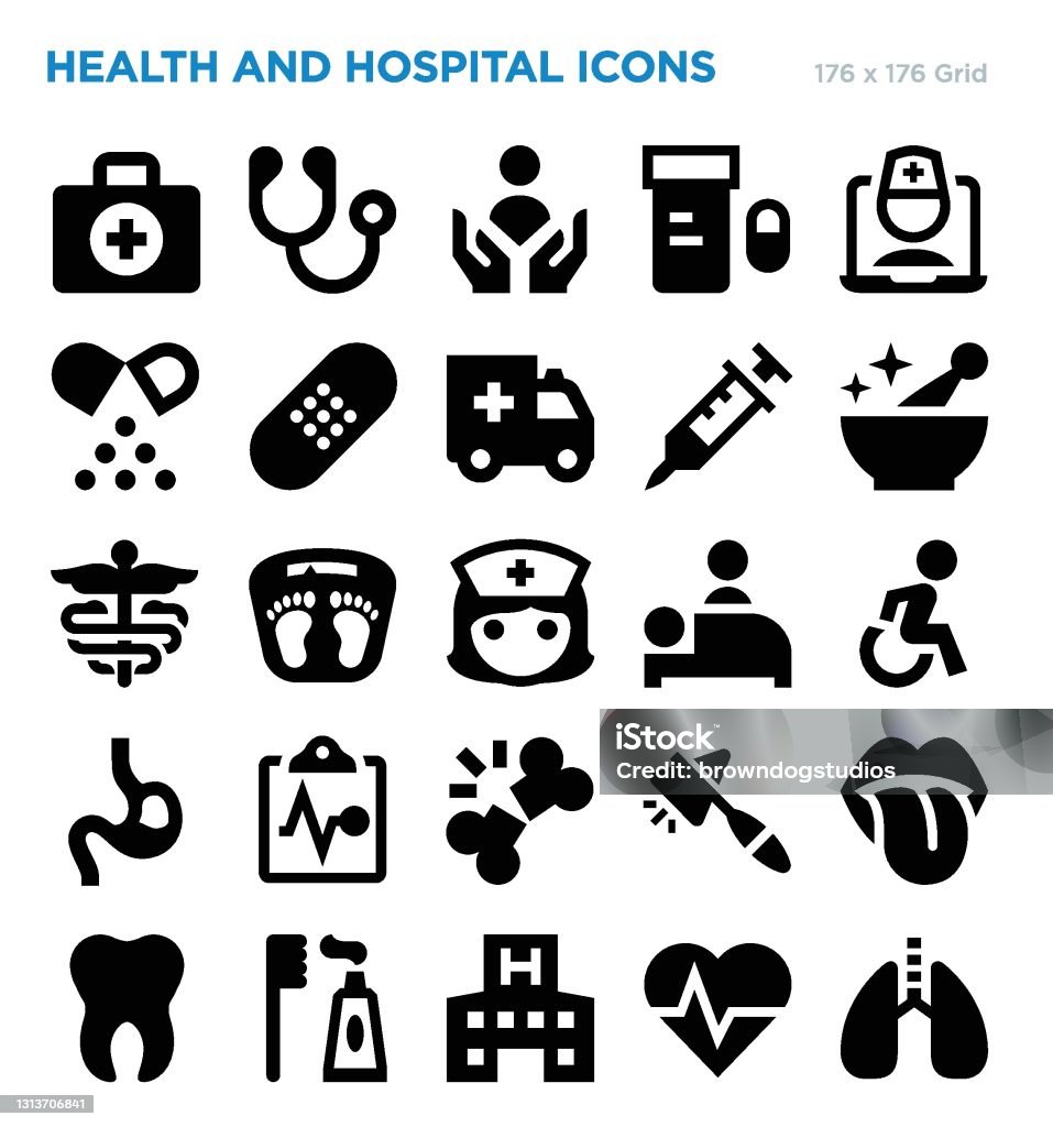 Bộ Biểu Tượng Vector Sức Khỏe Và Bệnh Viện Hình minh họa Sẵn có ...