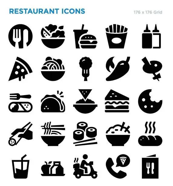 Vector illustration of Restaurant Vector Icon Set