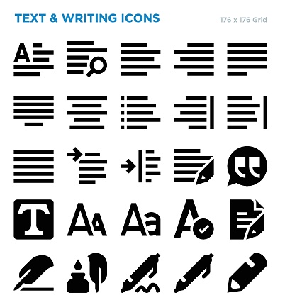 Text And Writing Vector Icon Set