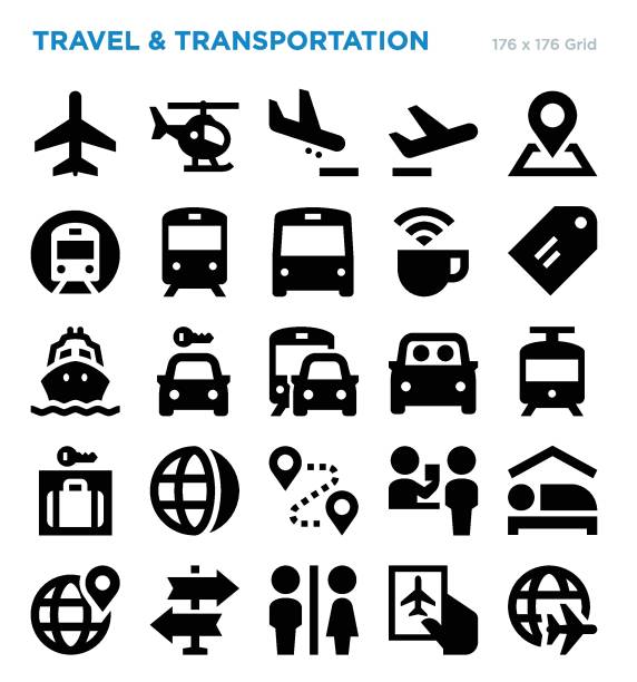 Travel Vector Icon Set Travel Vector Icon Set airport symbols stock illustrations