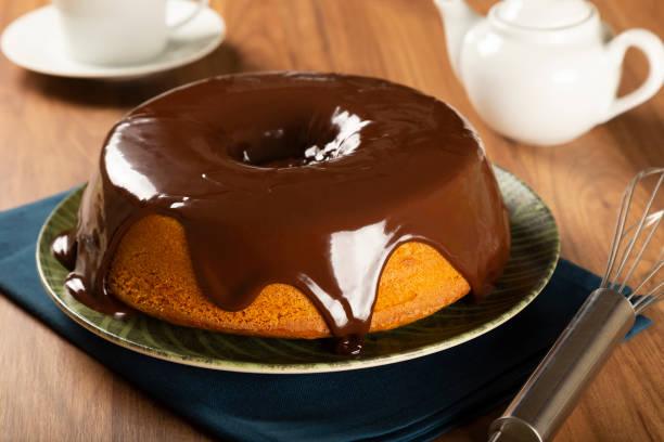 istock Carrot cake with chocolate icing. Brazilian cake. 1313708565
