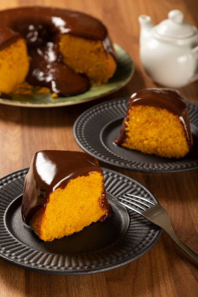 istock Carrot cake with chocolate icing. Brazilian cake. 1313708569