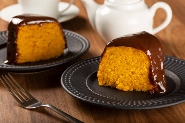 istock Carrot cake with chocolate icing. Brazilian cake. 1313708589