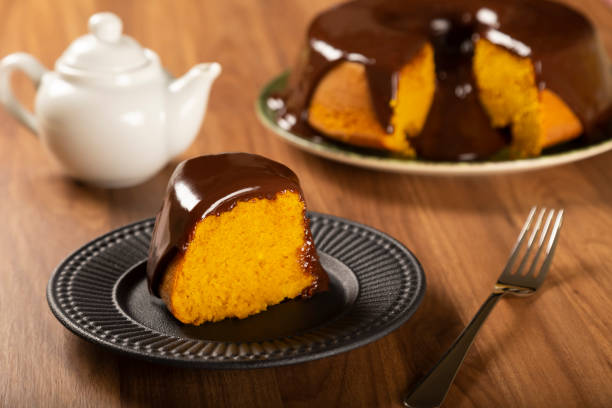 istock Carrot cake with chocolate icing. Brazilian cake. 1313708591