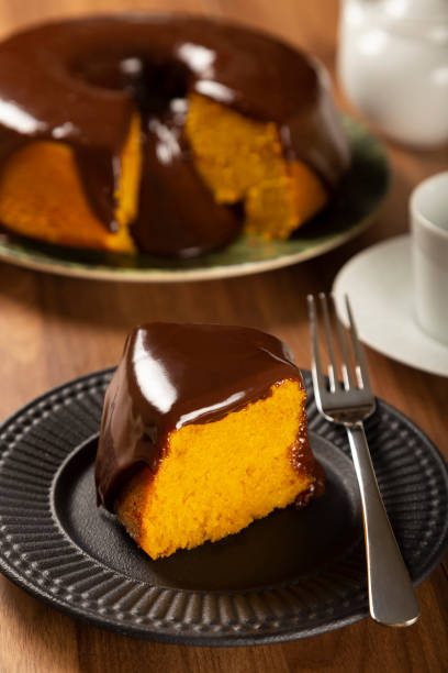 istock Carrot cake with chocolate icing. Brazilian cake. 1313708604