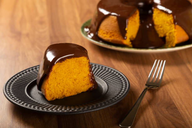 istock Carrot cake with chocolate icing. Brazilian cake. 1313708605