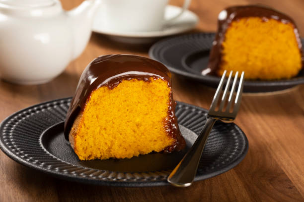 istock Carrot cake with chocolate icing. Brazilian cake. 1313708617