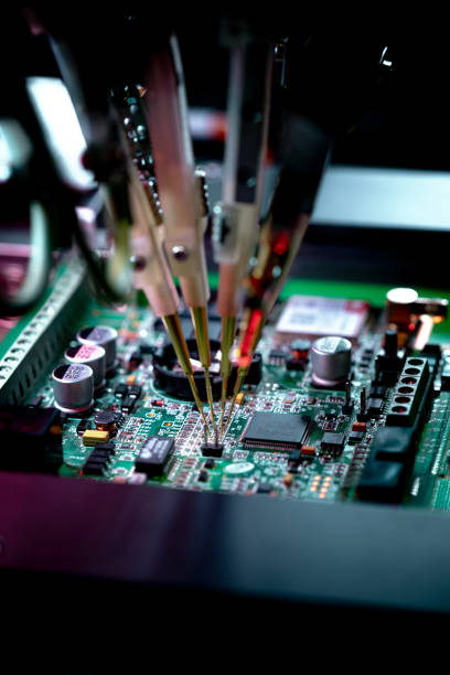 istock Automatic machine for diagnostics of electronic boards, production. 1313711344