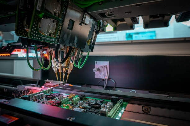 istock Automatic machine for diagnostics of electronic boards, production 1313711681