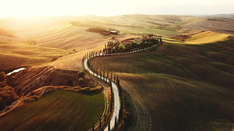 toscana landscape aerial view