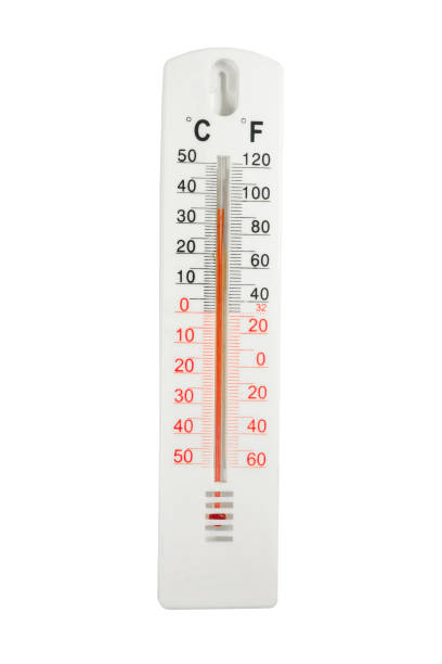 termómetro, termómetro aislado en blanco. imagen vertical. - fahrenheit fotografías e imágenes de stock