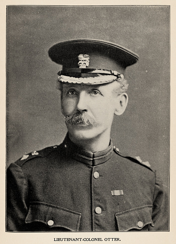 Portrait of Lieutenant-Colonel Sir William Dillon Otter (1843 - 1929). Vintage photo etching circa late 19th century.