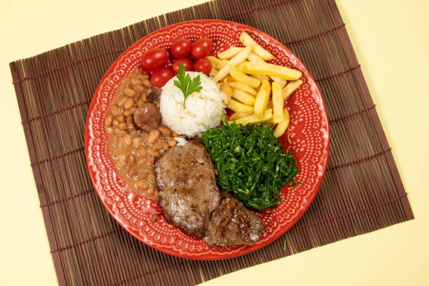 istock typical Brazilian basic dish with rice, beans, steak, french fries, braised cabbage and tomato 1313721946