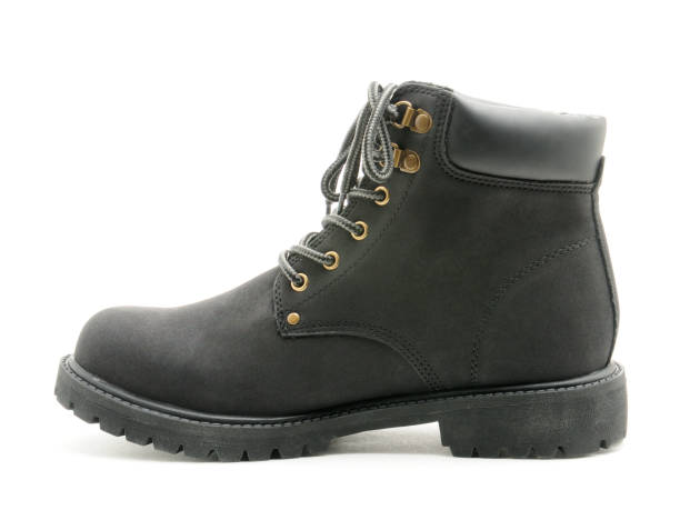istock Suede boots with thick soles on a white background 1313725781