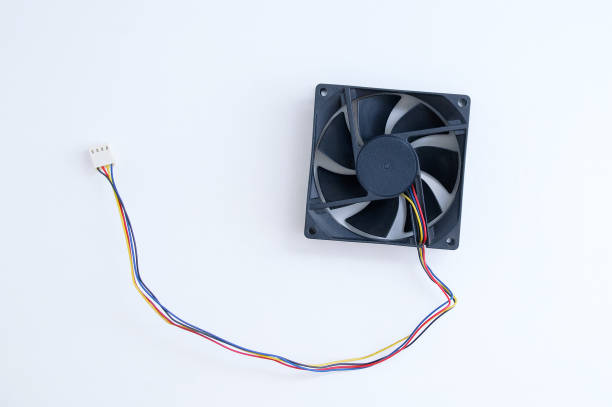 istock Cooler with wires for a personal computer black on white background. 1313727919