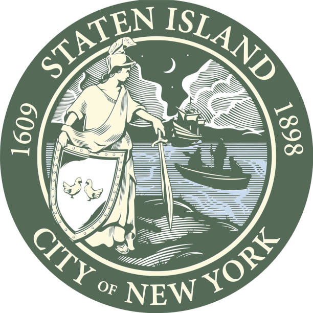illustrations, cliparts, dessins animés et icônes de sceau de l’arrondissement de staten island - brooklyn sign new york city queens